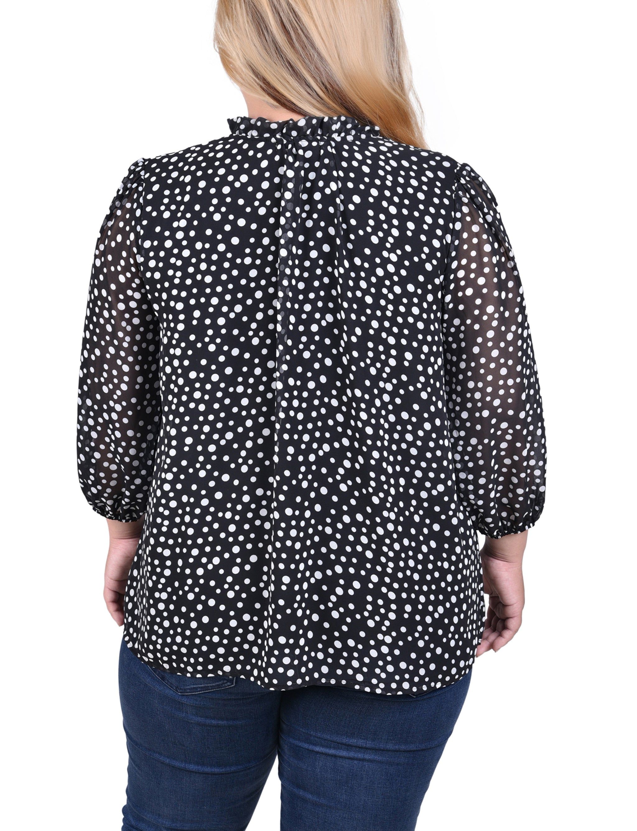 NY Collection 3/4 Sleeve Chiffon Blouse - Plus sold by Dress Barn product image thumbnail 4