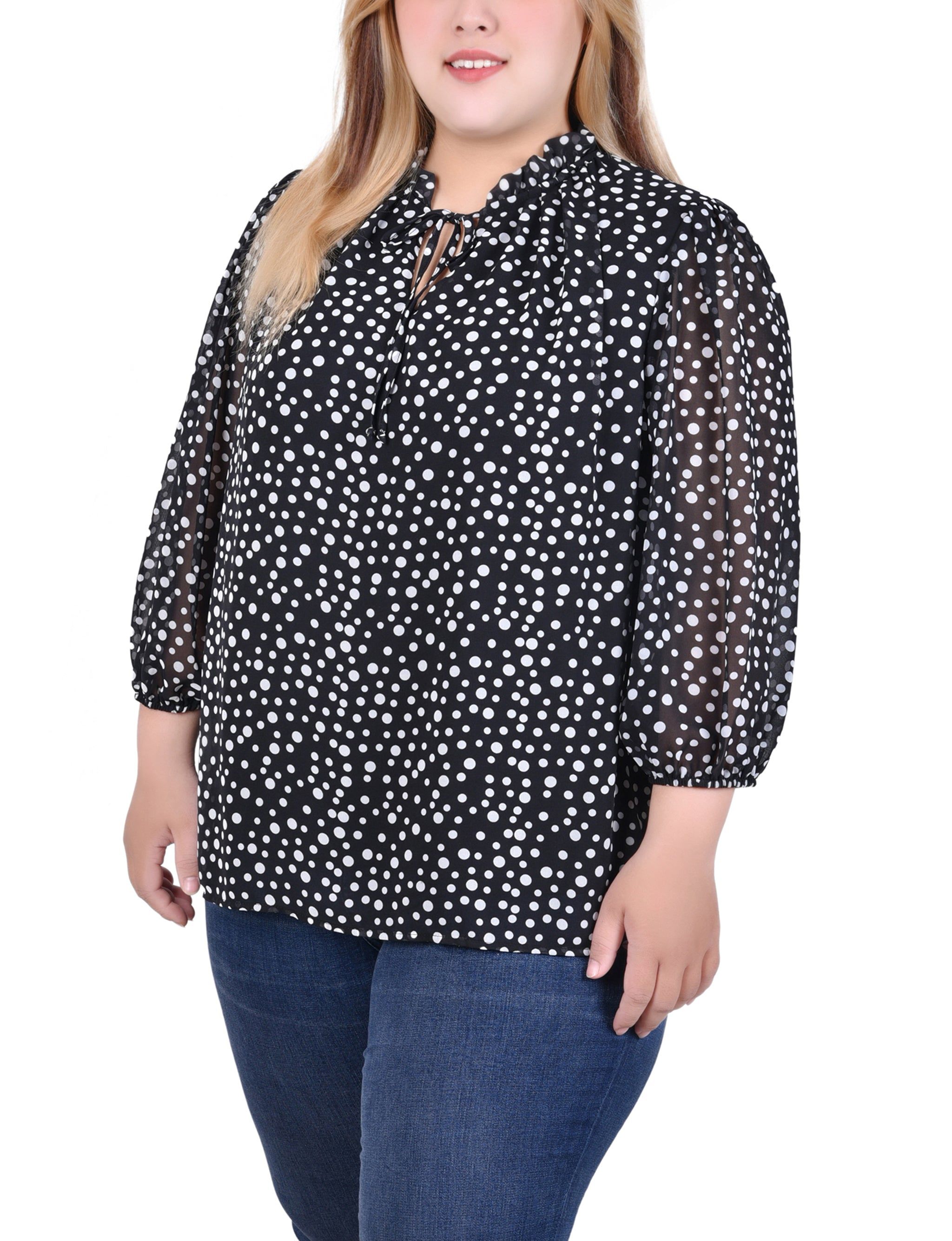 NY Collection 3/4 Sleeve Chiffon Blouse - Plus sold by Dress Barn product image thumbnail 2