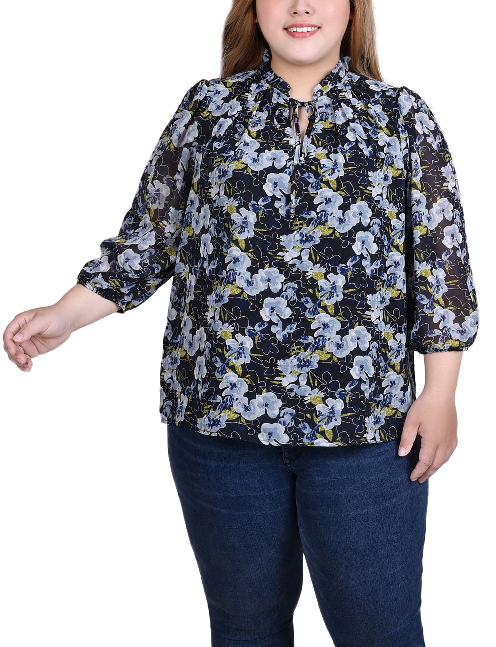 NY Collection 3/4 Sleeve Chiffon Blouse - Plus sold by Dress Barn product image thumbnail 5