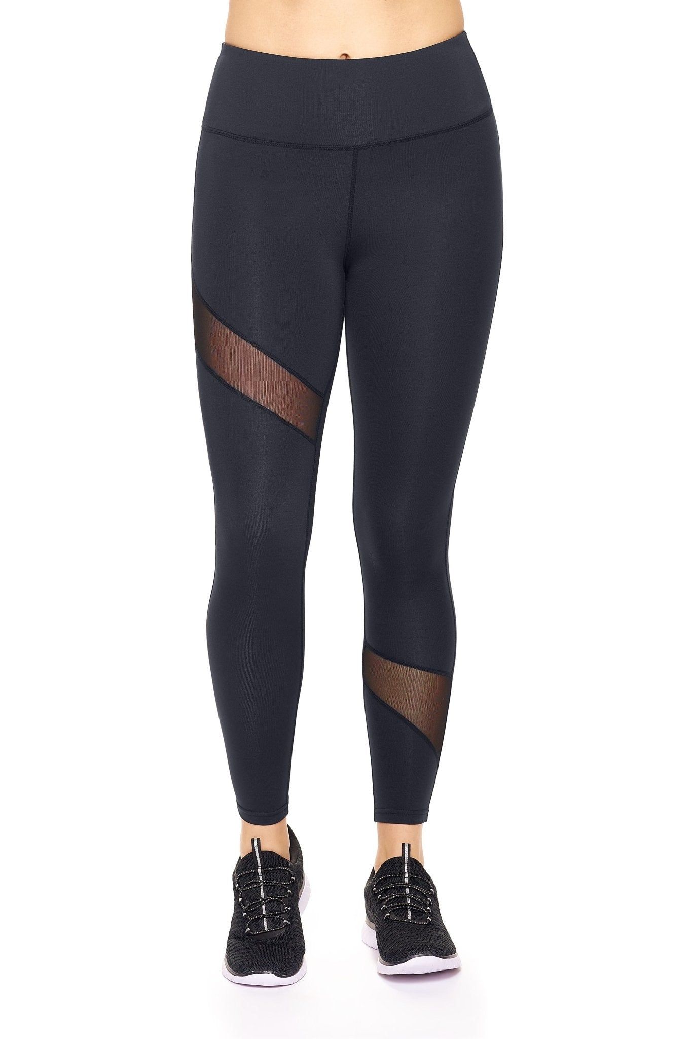 Airstretch High-Waist Asymmetric Mesh Panel Leggings with Pocket - Plus sold by Dress Barn product image thumbnail 2