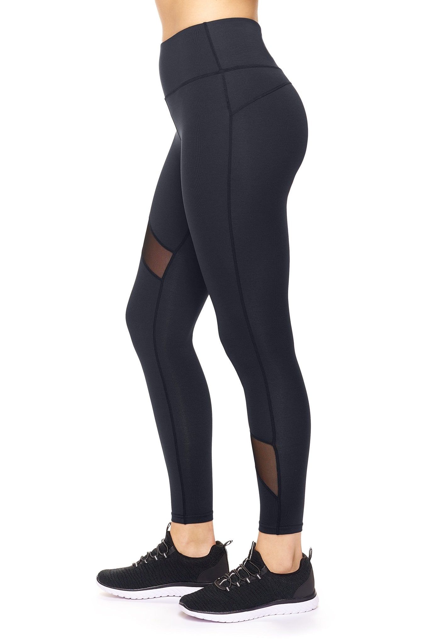 Airstretch High-Waist Asymmetric Mesh Panel Leggings with Pocket - Plus sold by Dress Barn