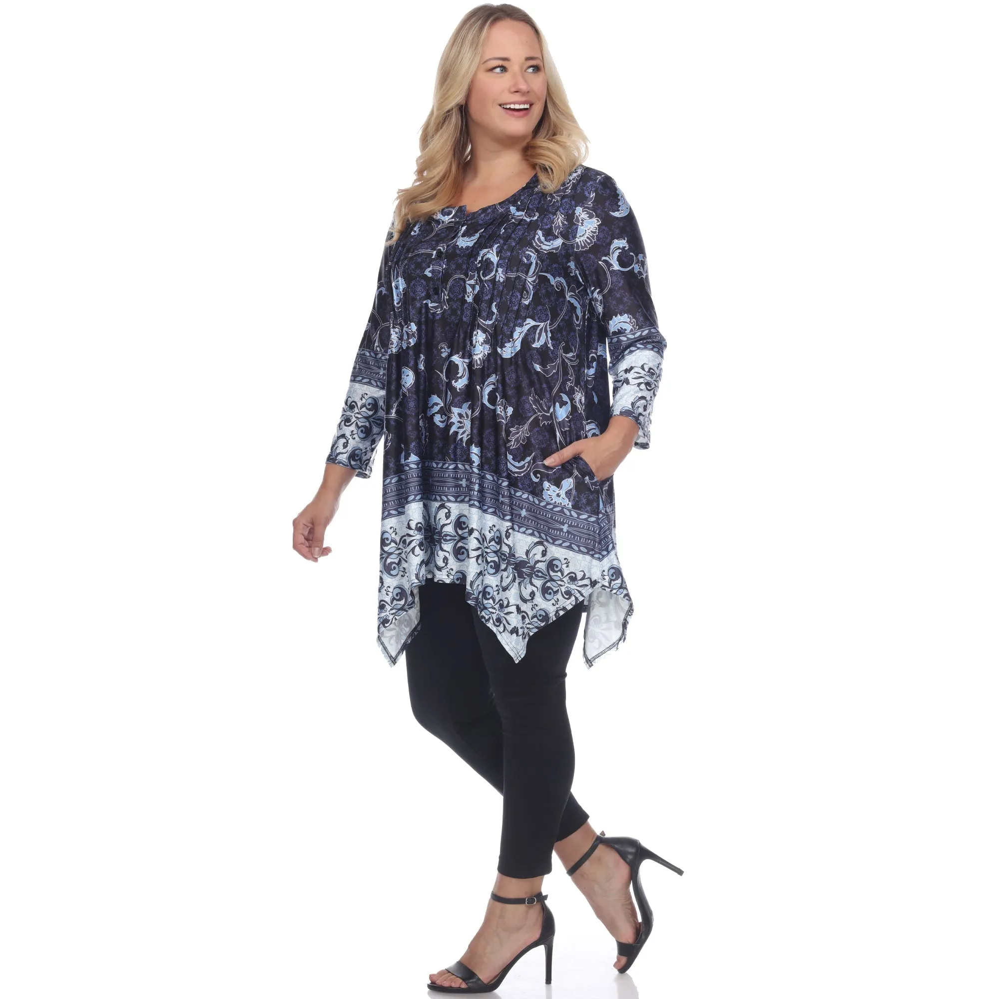Victorian Print Tunic Top with Pockets - Plus sold by Dress Barn product image thumbnail 3