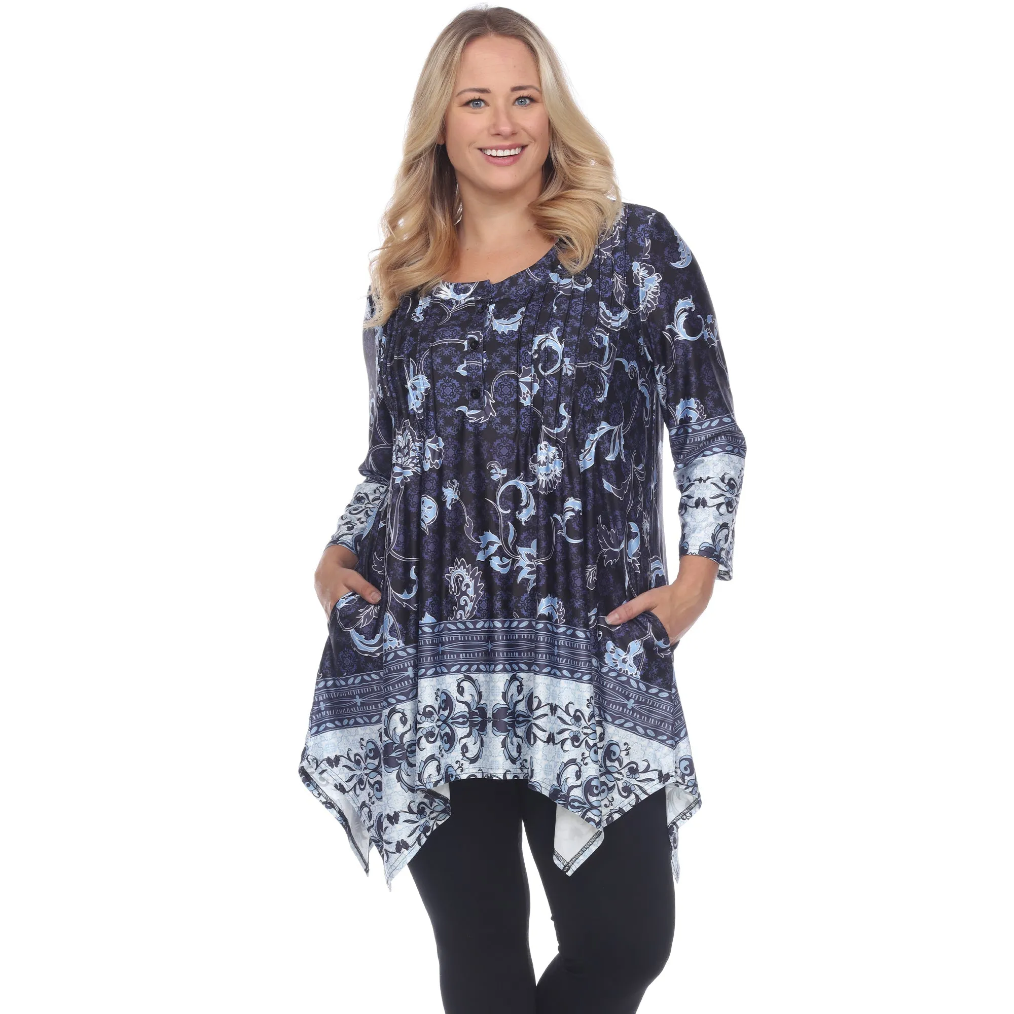 Victorian Print Tunic Top with Pockets - Plus sold by Dress Barn