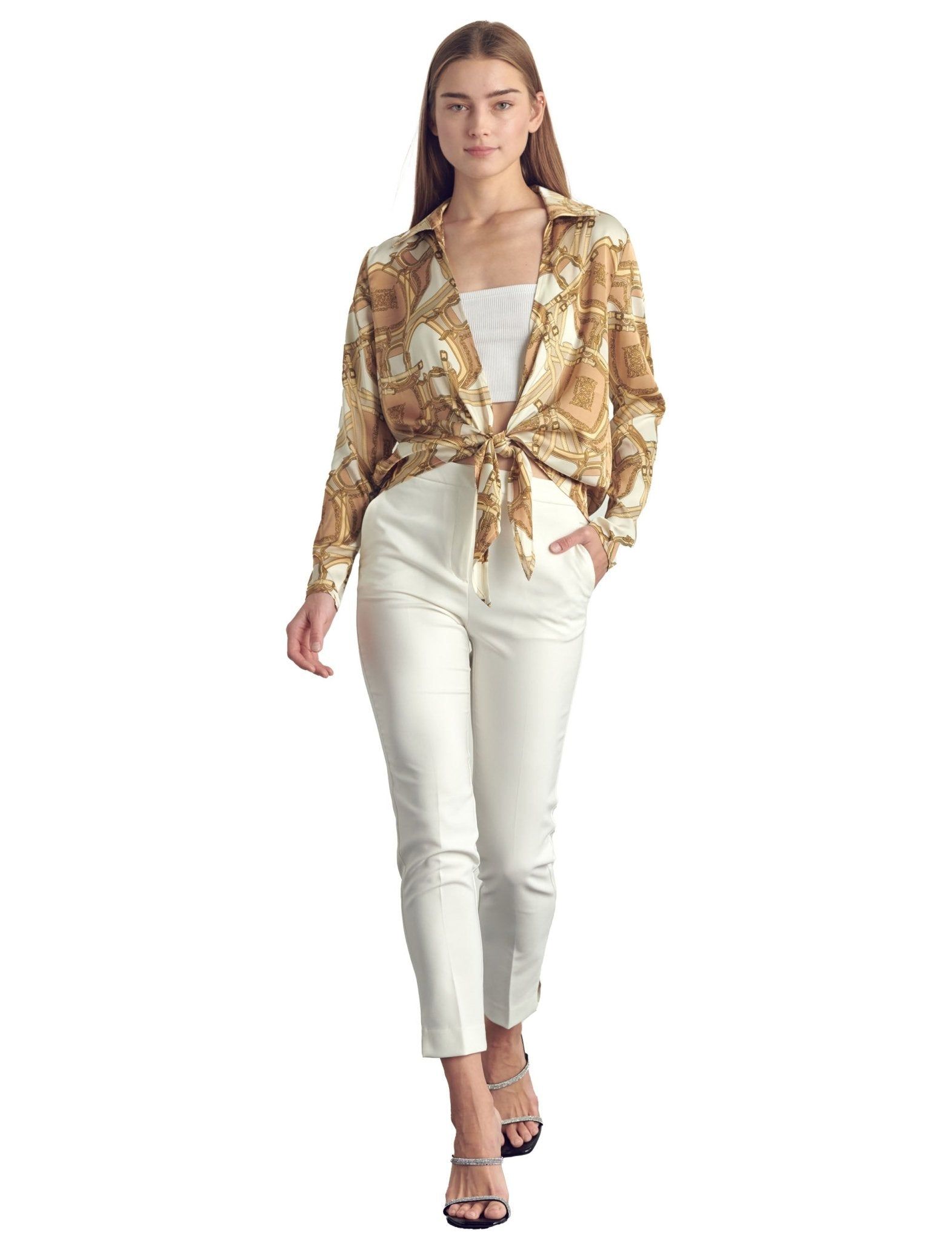 Collared long sleeve in satin chain print sold by Dress Barn product image thumbnail 3
