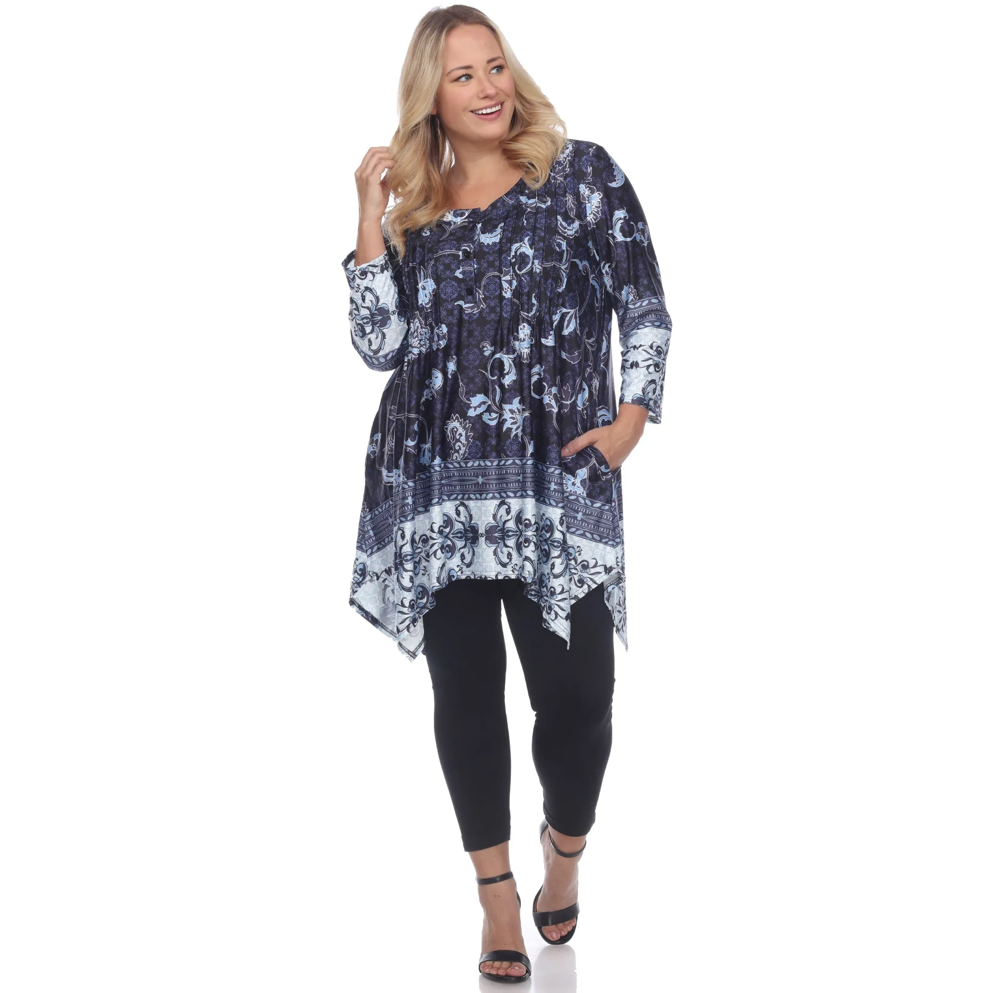 Victorian Print Tunic Top with Pockets - Plus sold by Dress Barn product image thumbnail 2