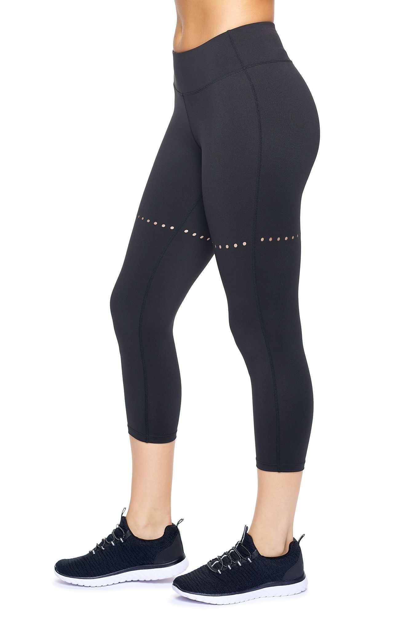 Airstretch Mid-Rise Faux Seam Laser Cut Capri Leggings - Plus sold by Dress Barn