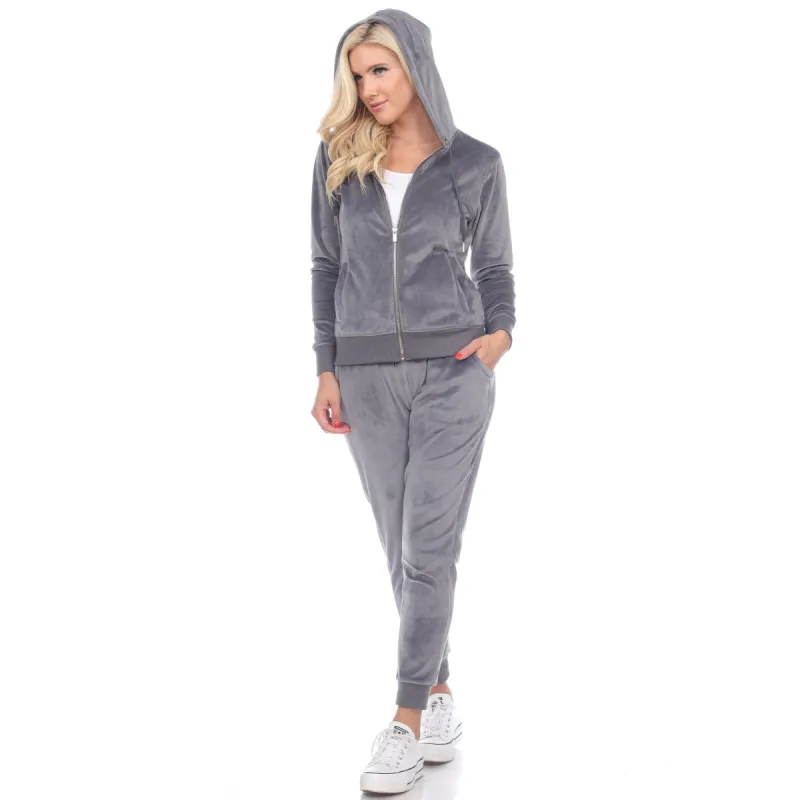White Mark Women's 2 Piece Velour Tracksuit Set made by Dress Barn