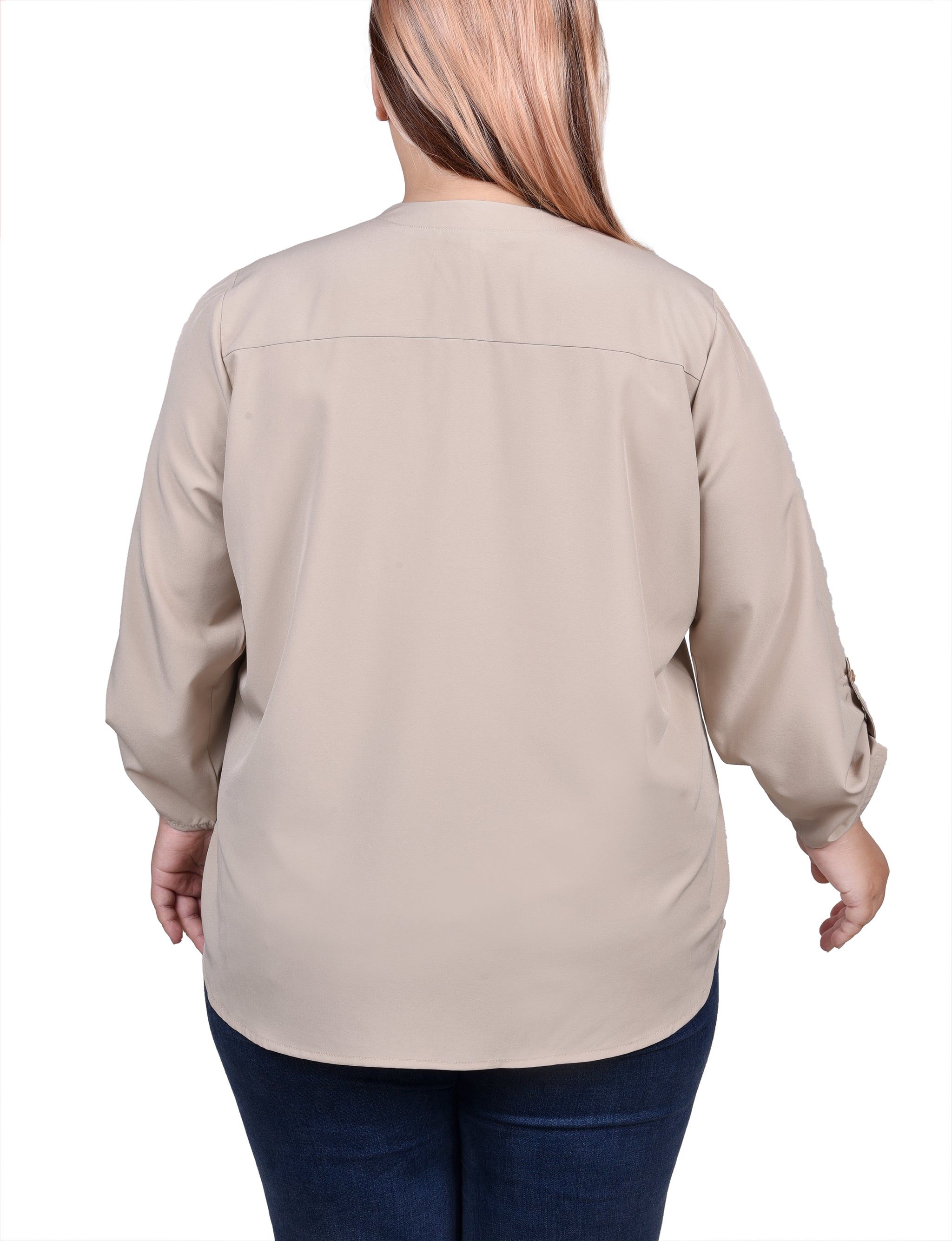 NY Collection Roll Tab Sleeve Blouse with Pockets - Plus sold by Dress Barn product image thumbnail 4