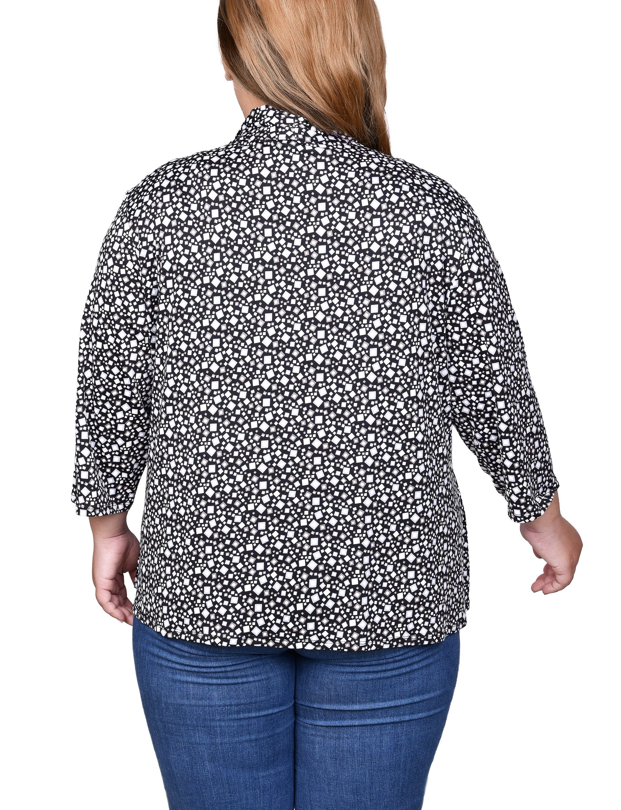NY Collection Puff Print 3/4 Sleeve Two-Fer Top - Plus sold by Dress Barn product image thumbnail 4