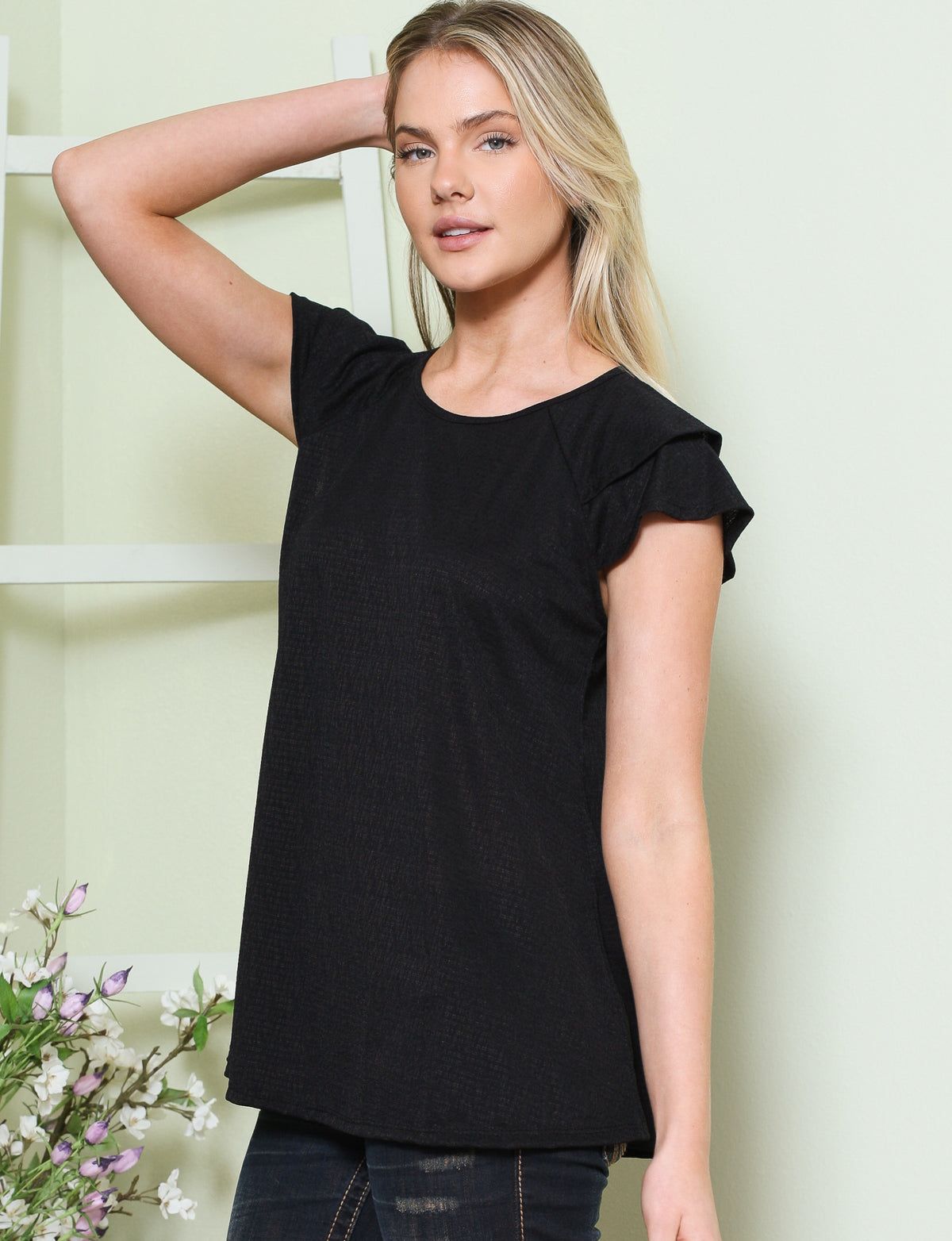 Ruffled Short Sleeve Textured Top - Plus sold by Dress Barn product image thumbnail 3
