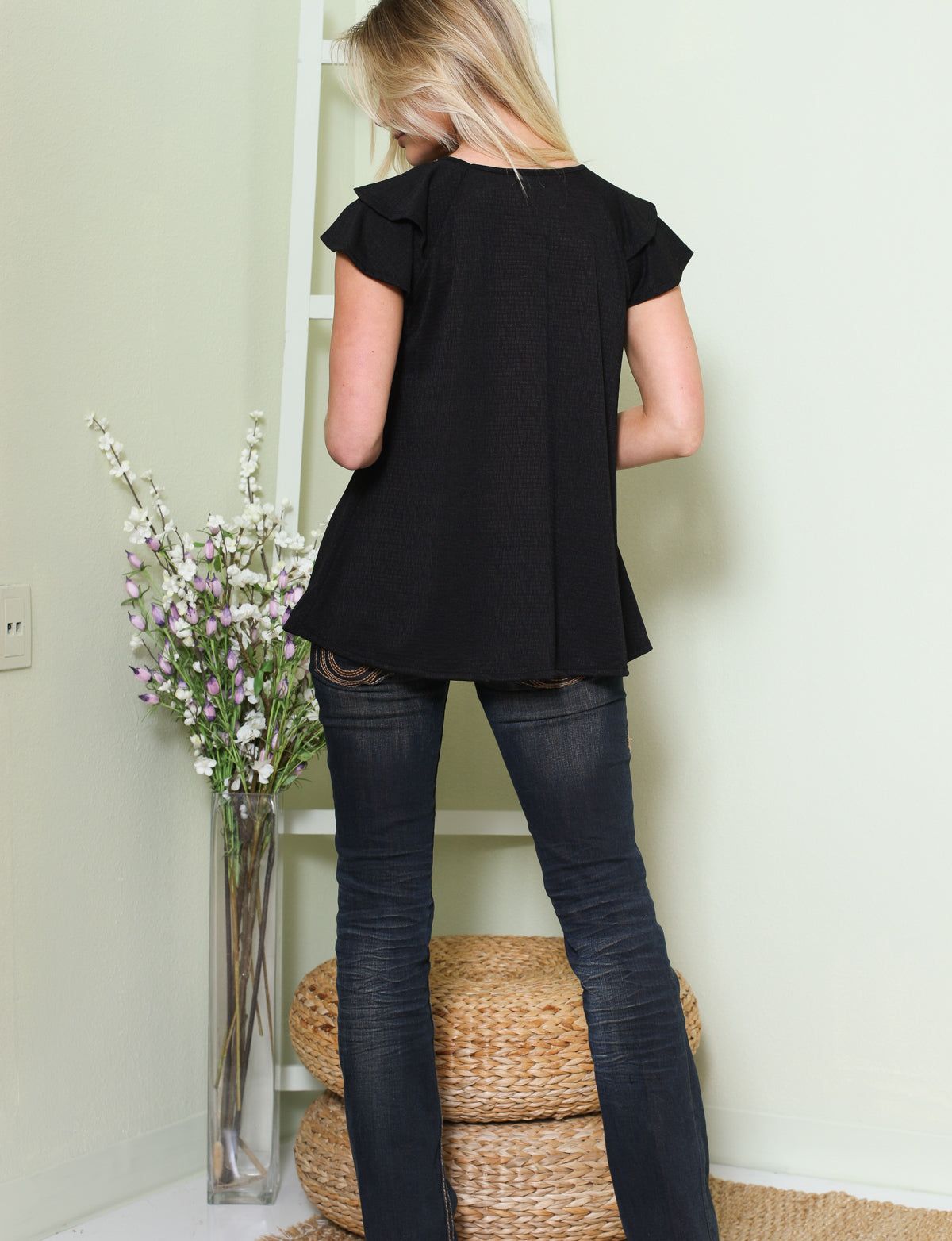 Ruffled Short Sleeve Textured Top - Plus sold by Dress Barn product image thumbnail 4