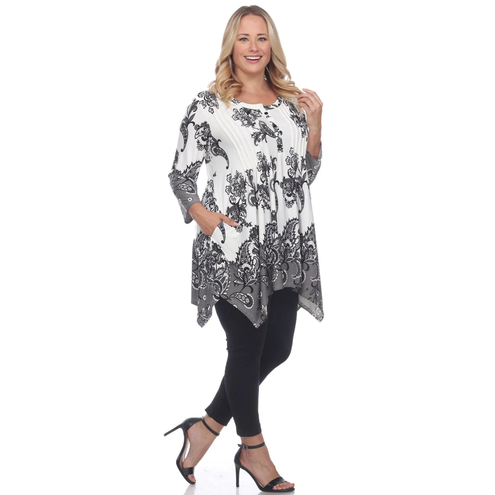 Paisley Scoop Neck Tunic Top with Pockets - Plus sold by Dress Barn product image thumbnail 3