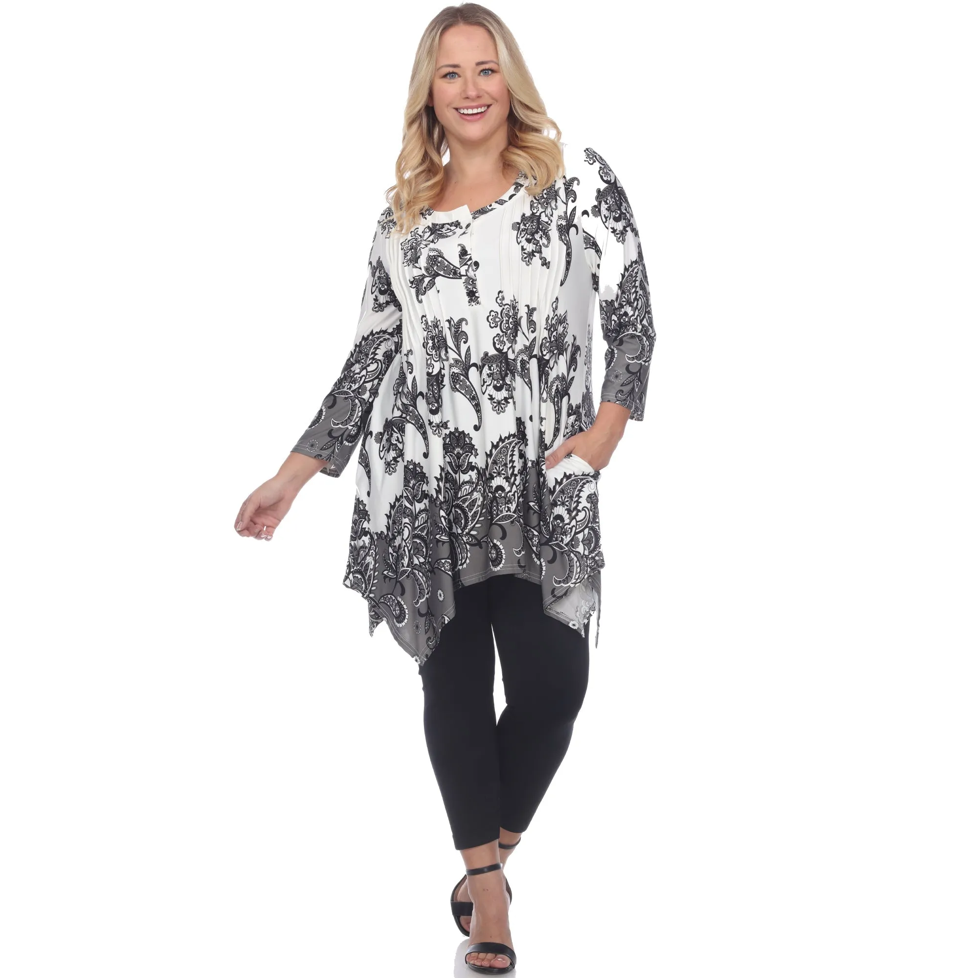 Paisley Scoop Neck Tunic Top with Pockets - Plus sold by Dress Barn product image thumbnail 2
