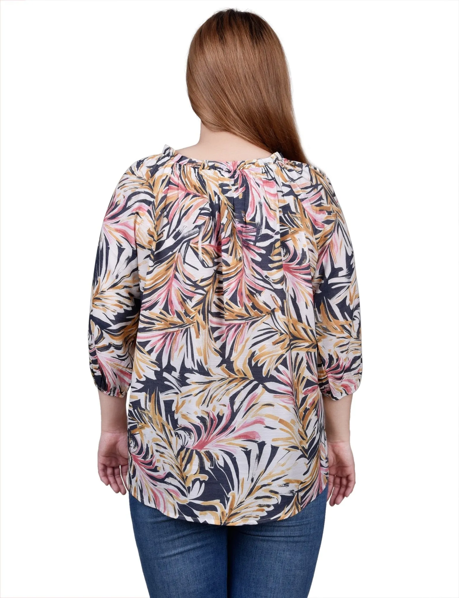 3/4 Length Sleeve Drawstring Neck Blouse - Petite sold by Dress Barn product image thumbnail 4