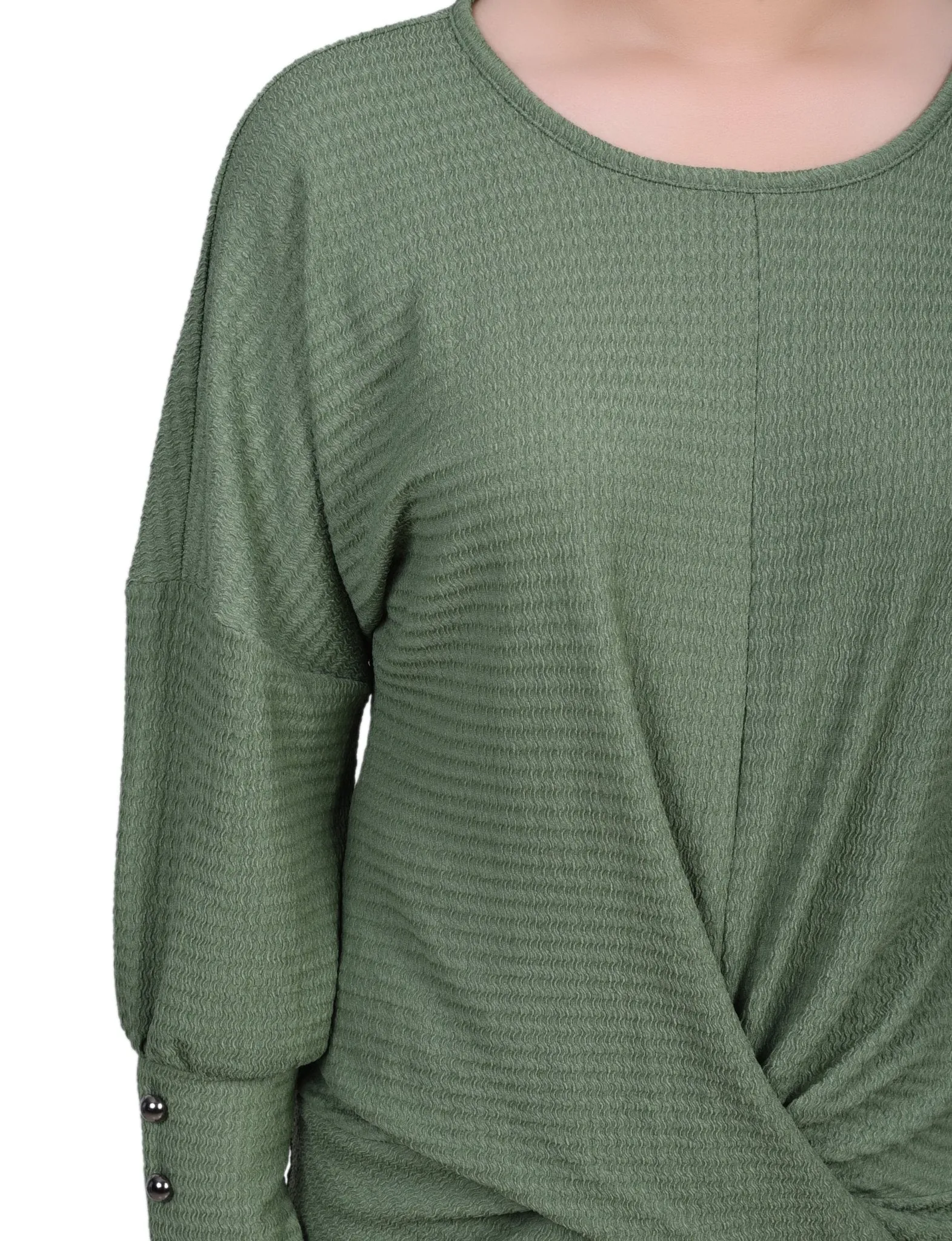 Long Sleeve Textured Knit Top - Petite sold by Dress Barn product image thumbnail 3