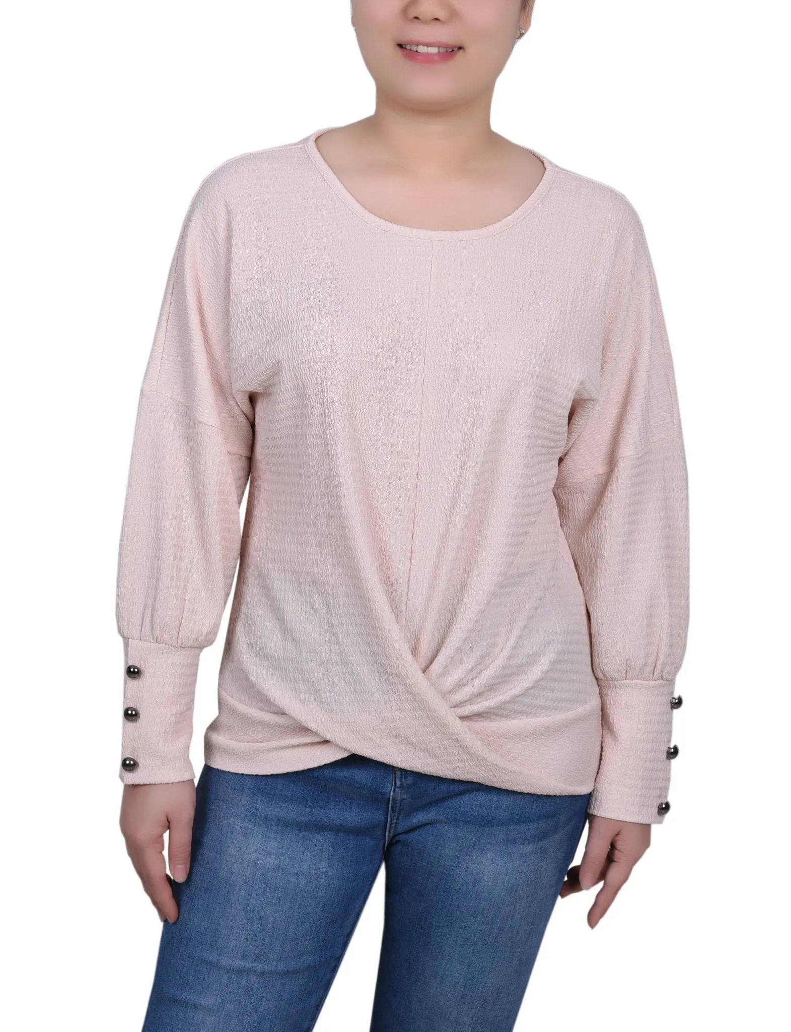 Long Sleeve Textured Knit Top - Petite sold by Dress Barn product image thumbnail 5