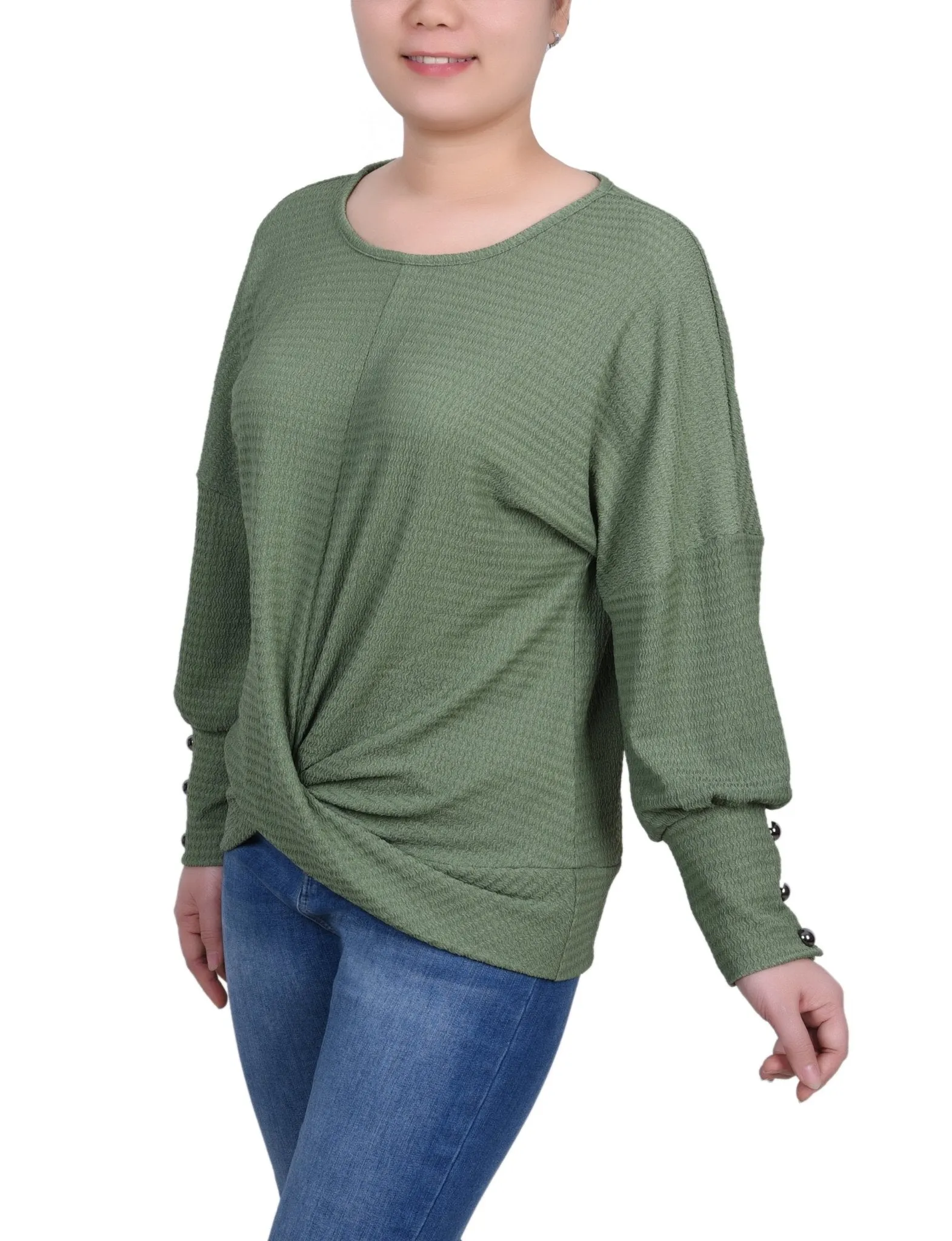 Long Sleeve Textured Knit Top - Petite sold by Dress Barn product image thumbnail 2
