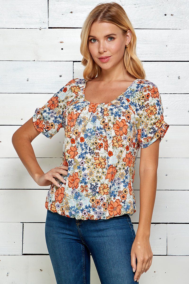 Sara Michelle Short Sleeve Front Bubble Hem Blouse sold by Dress Barn