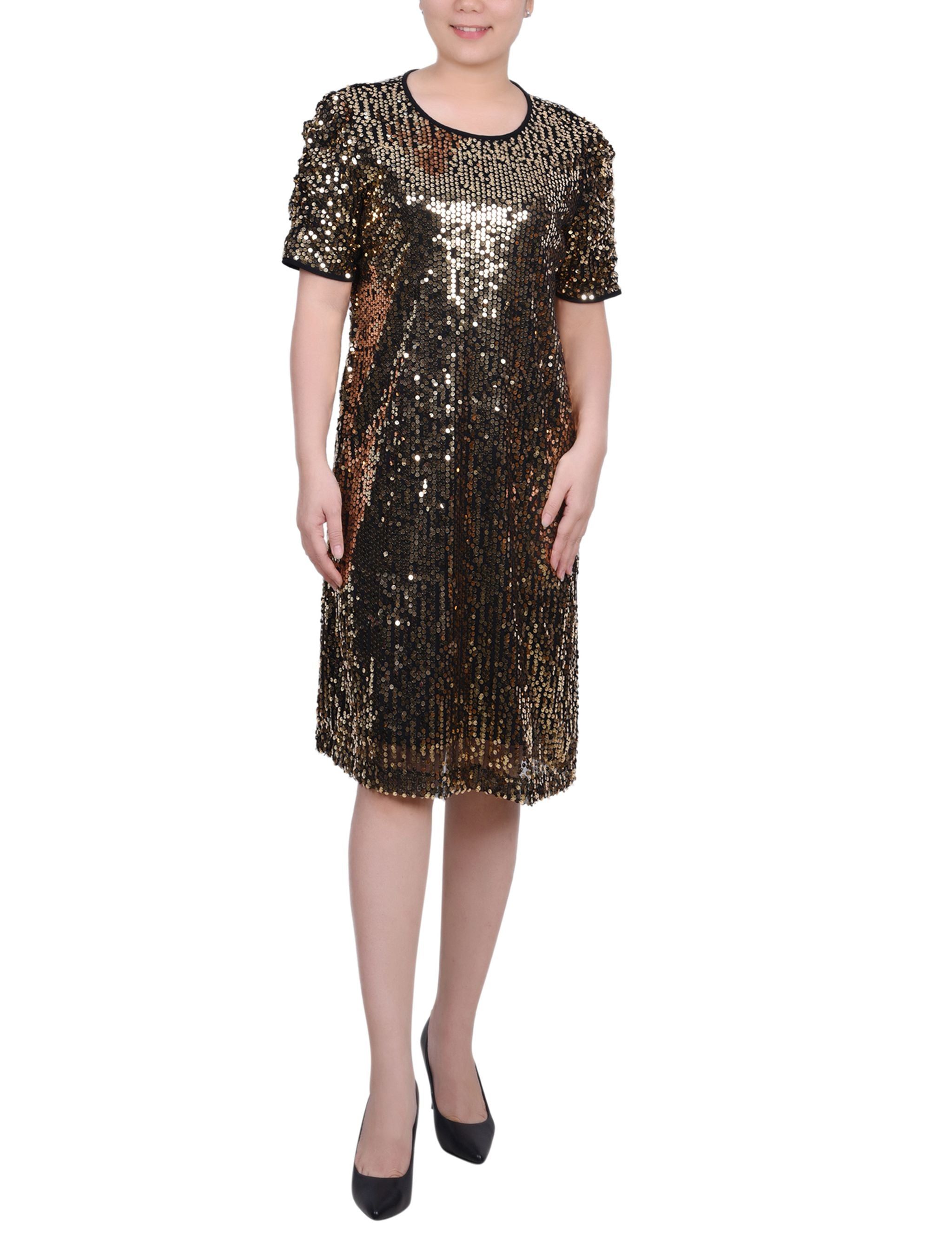 NY Collection Short Sleeve Sequined Sheath Dress sold by Dress Barn product image thumbnail 2