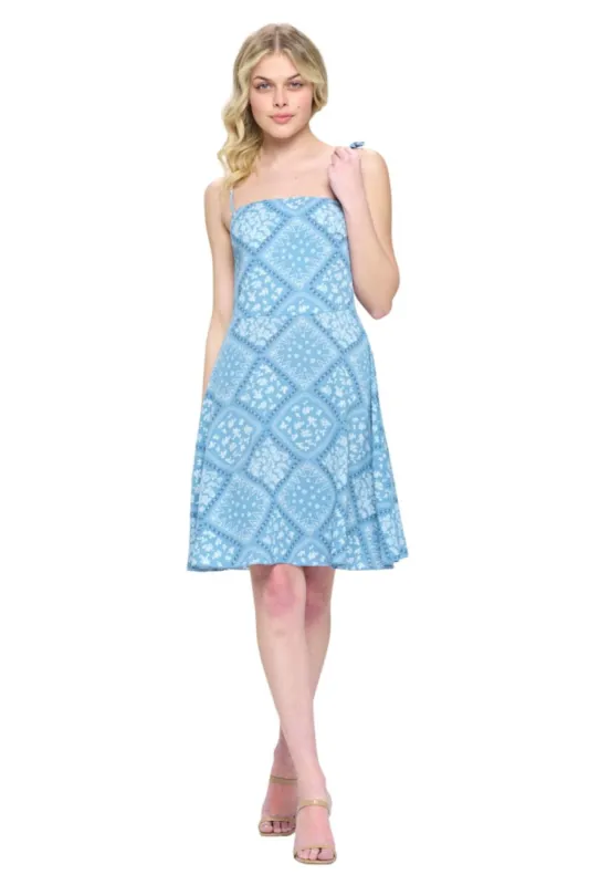 Tie Shoulder Smock Back A-Line Midi Dress made by Dress Barn