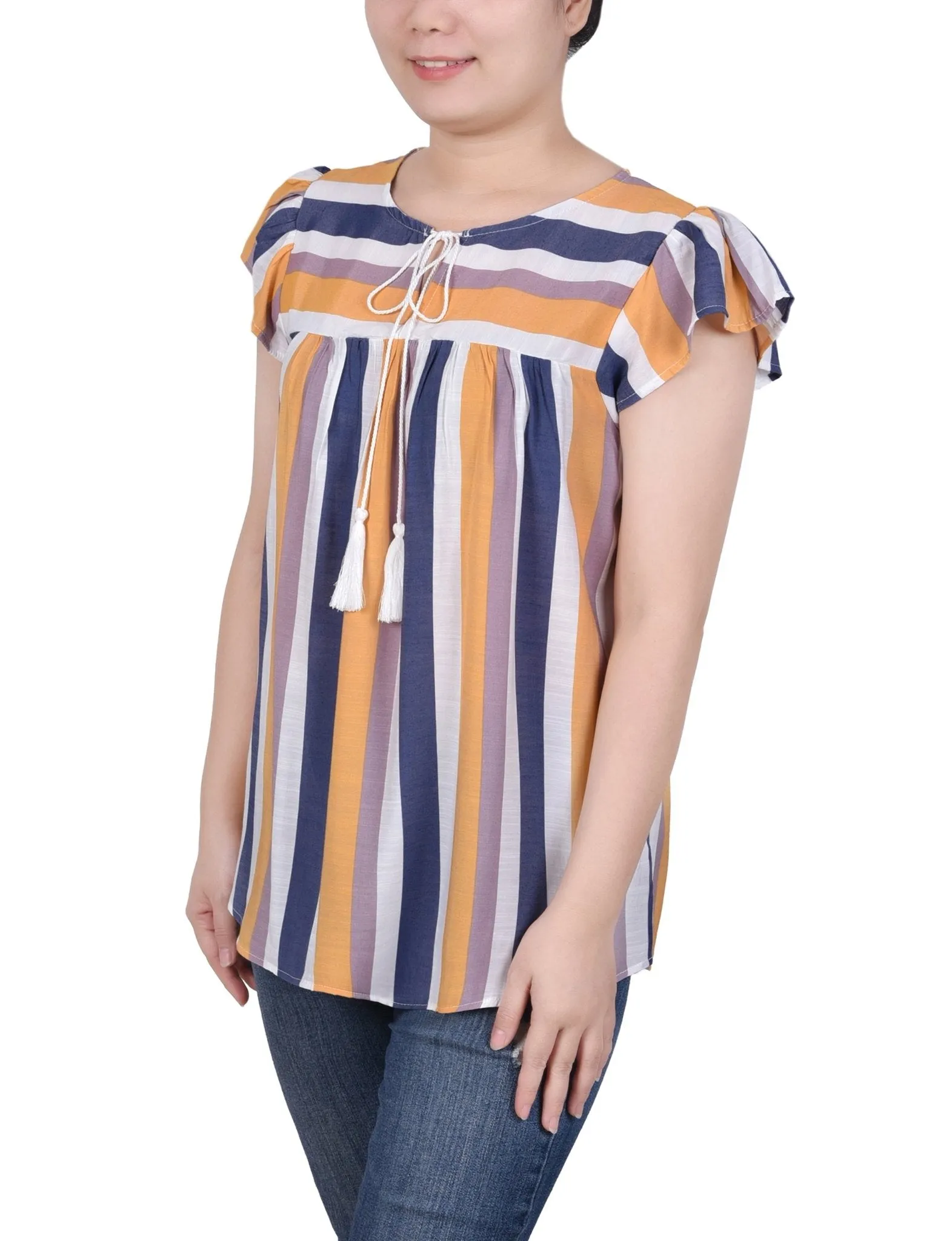 Flutter Sleeve Vertical Striped Blouse - Petite sold by Dress Barn product image thumbnail 2