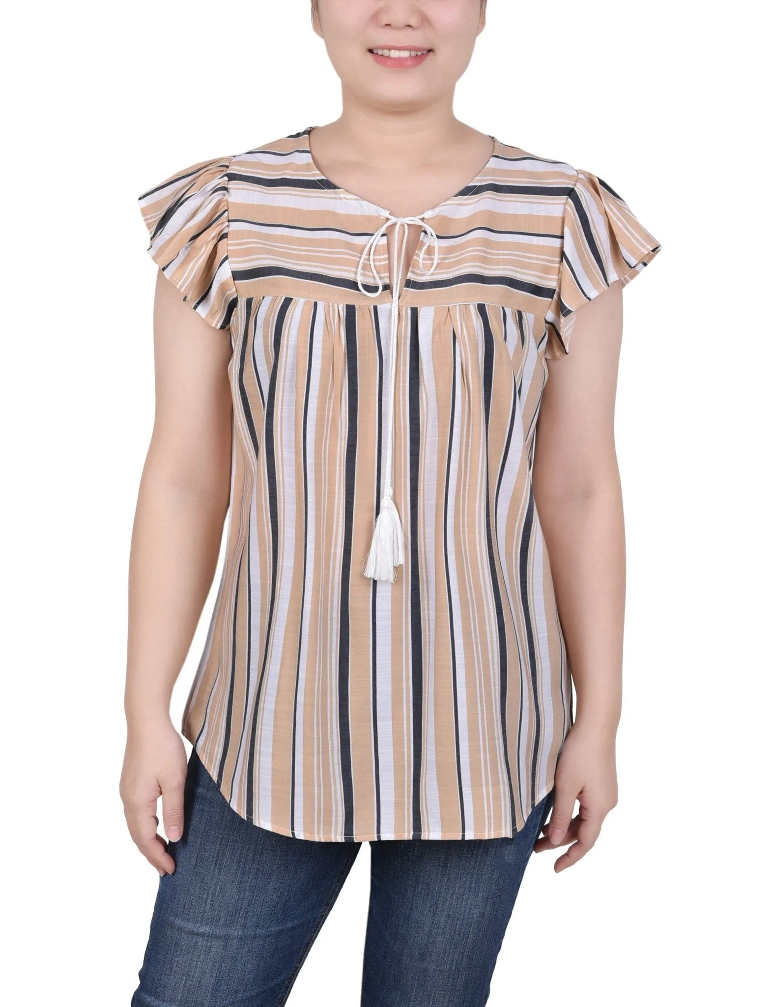 Flutter Sleeve Vertical Striped Blouse - Petite sold by Dress Barn product image thumbnail 4