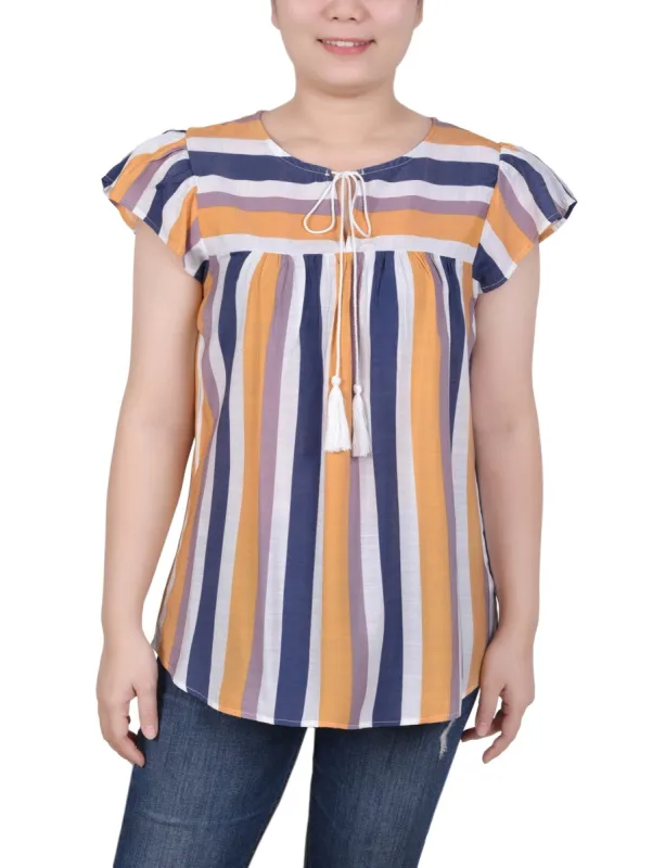 Flutter Sleeve Vertical Striped Blouse - Petite sold by Dress Barn