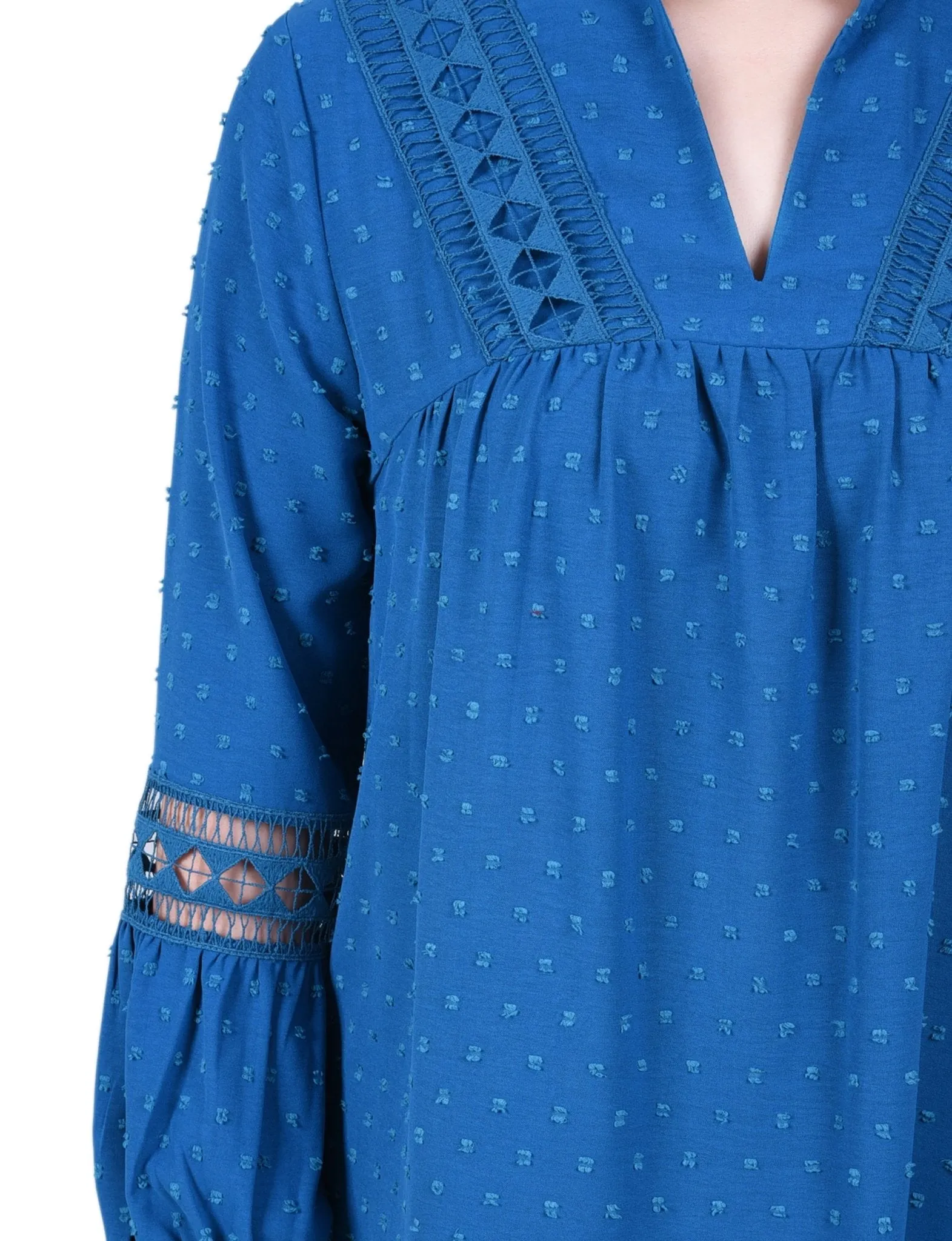 Long Sleeve Blouse With Crochet Trim - Petite sold by Dress Barn product image thumbnail 3