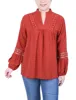 Long Sleeve Blouse With Crochet Trim - Petite sold by Dress Barn