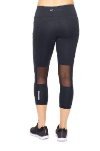 Airstretch Mid-Rise Mesh Panel Capri Leggings with Pocket - Plus sold by Dress Barn