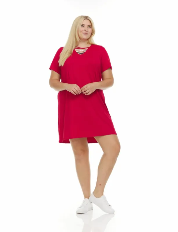 Short Sleeve Crew Neck Maxi Dress - Plus sold by Dress Barn