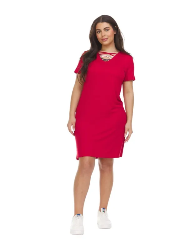Inner Beauty Short Sleeve V-Neck Dress sold by Dress Barn