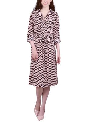 3/4 Roll Sleeve Belted Shirtdress - Petite sold by Dress Barn