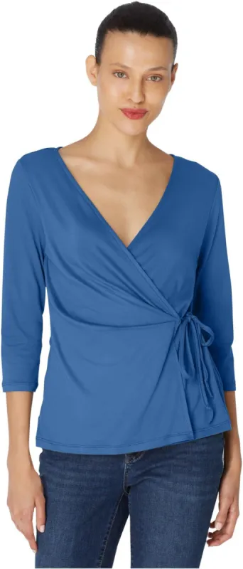 Inner Beauty Solid 3/4 Sleeve Surplice Front V-Neck Top sold by Dress Barn