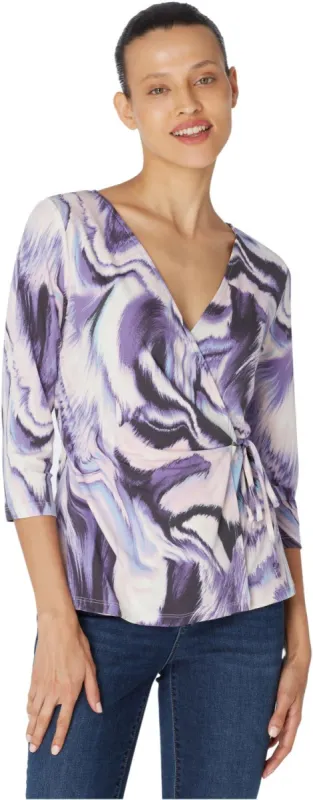 Inner Beauty 3/4 Sleeve Surplice Front V-Neck Mauve Marble Top sold by Dress Barn