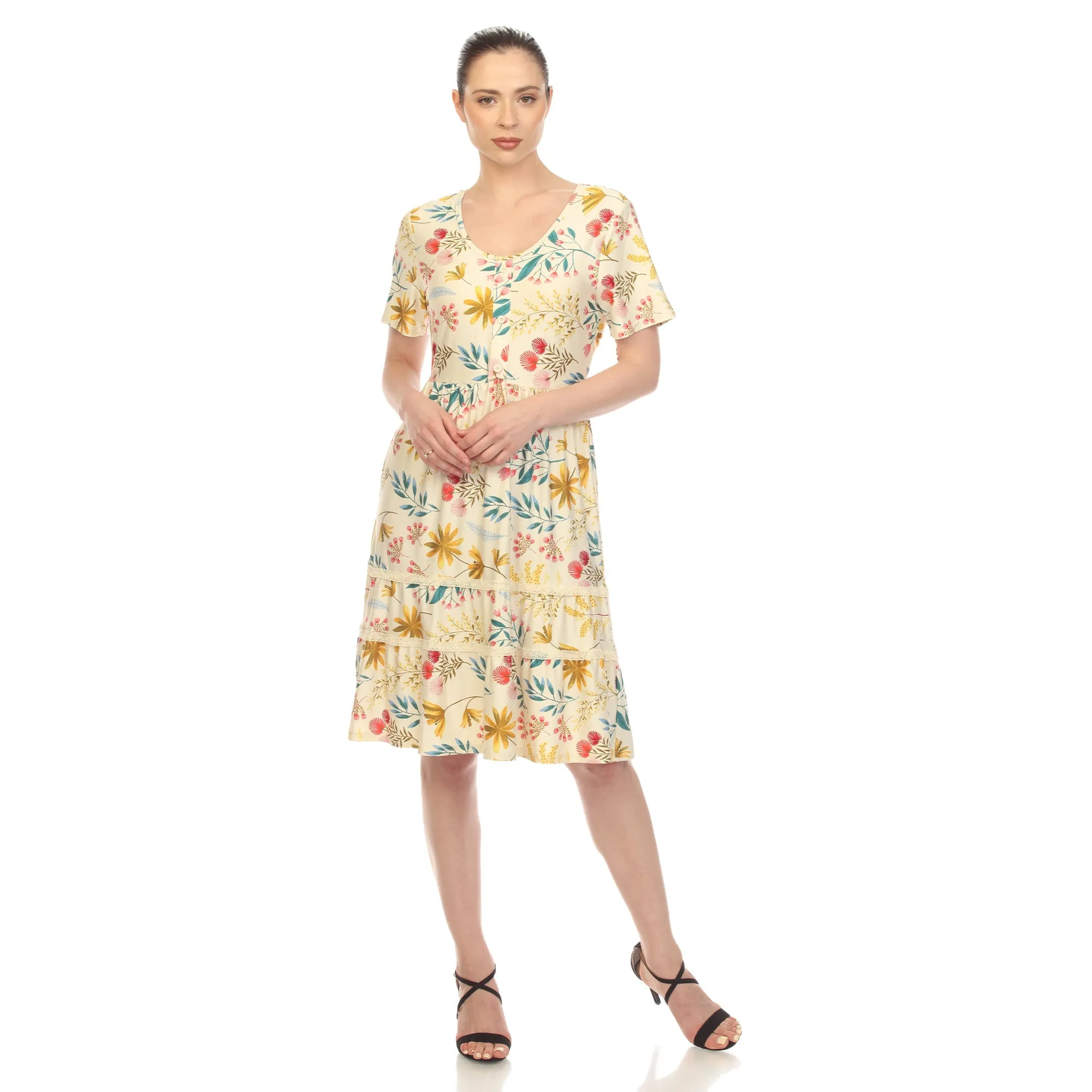 Floral Short Sleeve Knee Length Dress sold by Dress Barn product image thumbnail 5