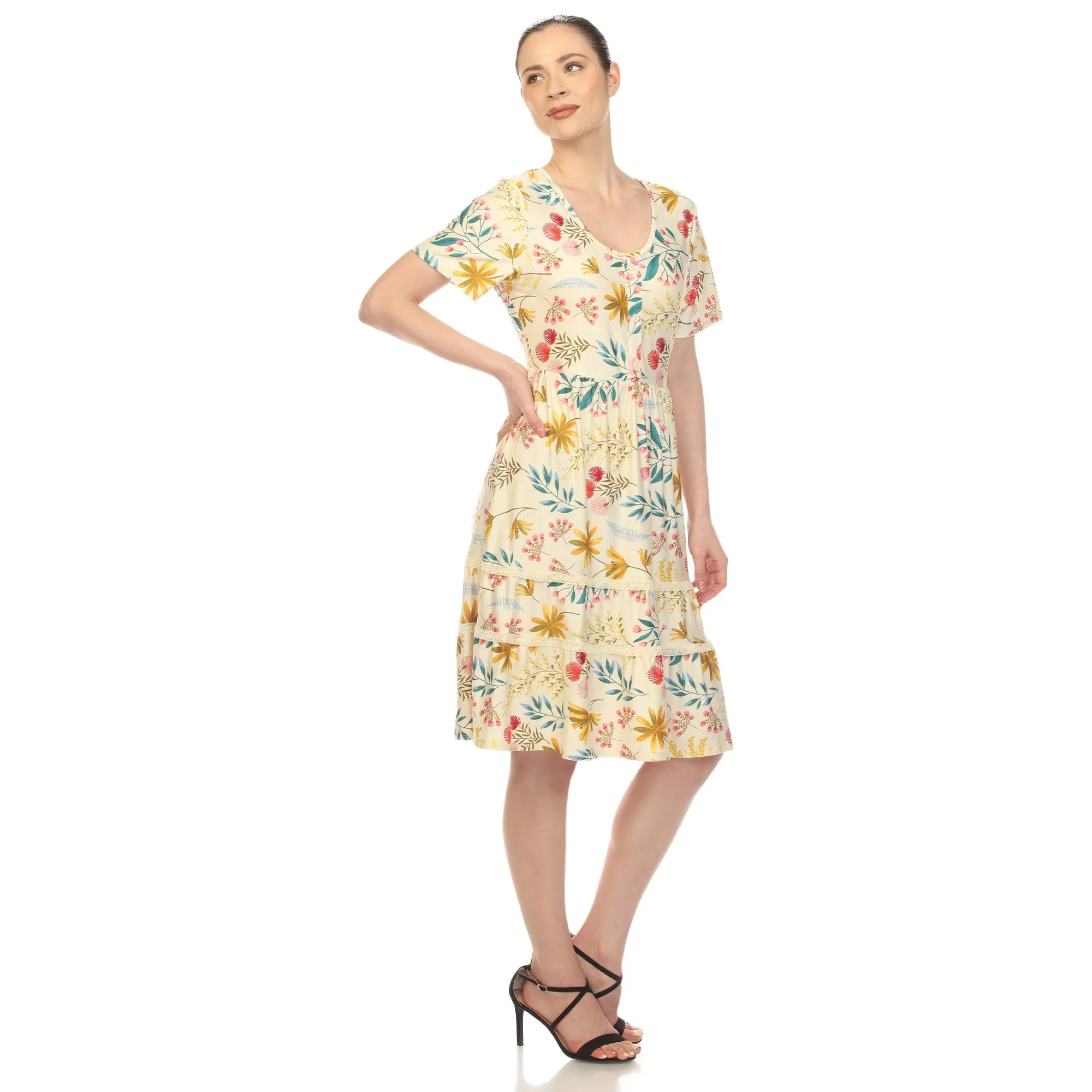 Floral Short Sleeve Knee Length Dress sold by Dress Barn product image thumbnail 2