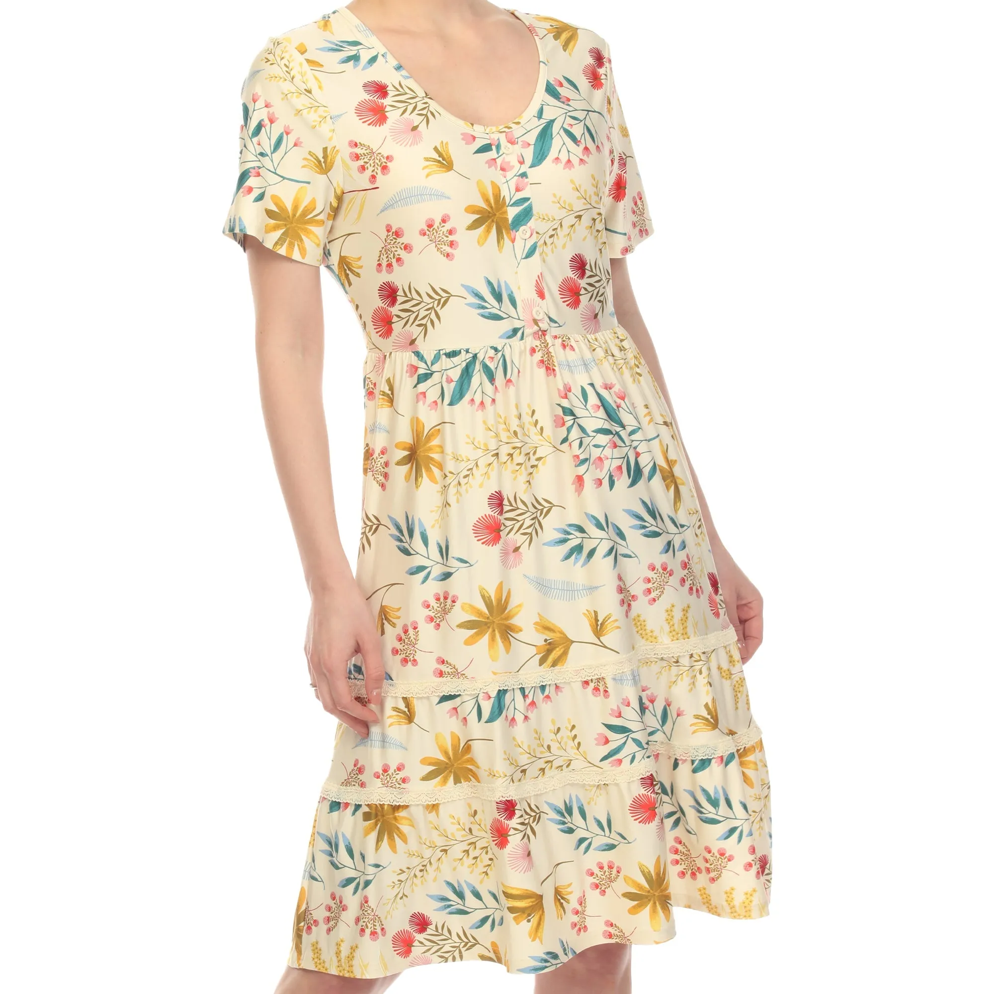 Floral Short Sleeve Knee Length Dress sold by Dress Barn product image thumbnail 4
