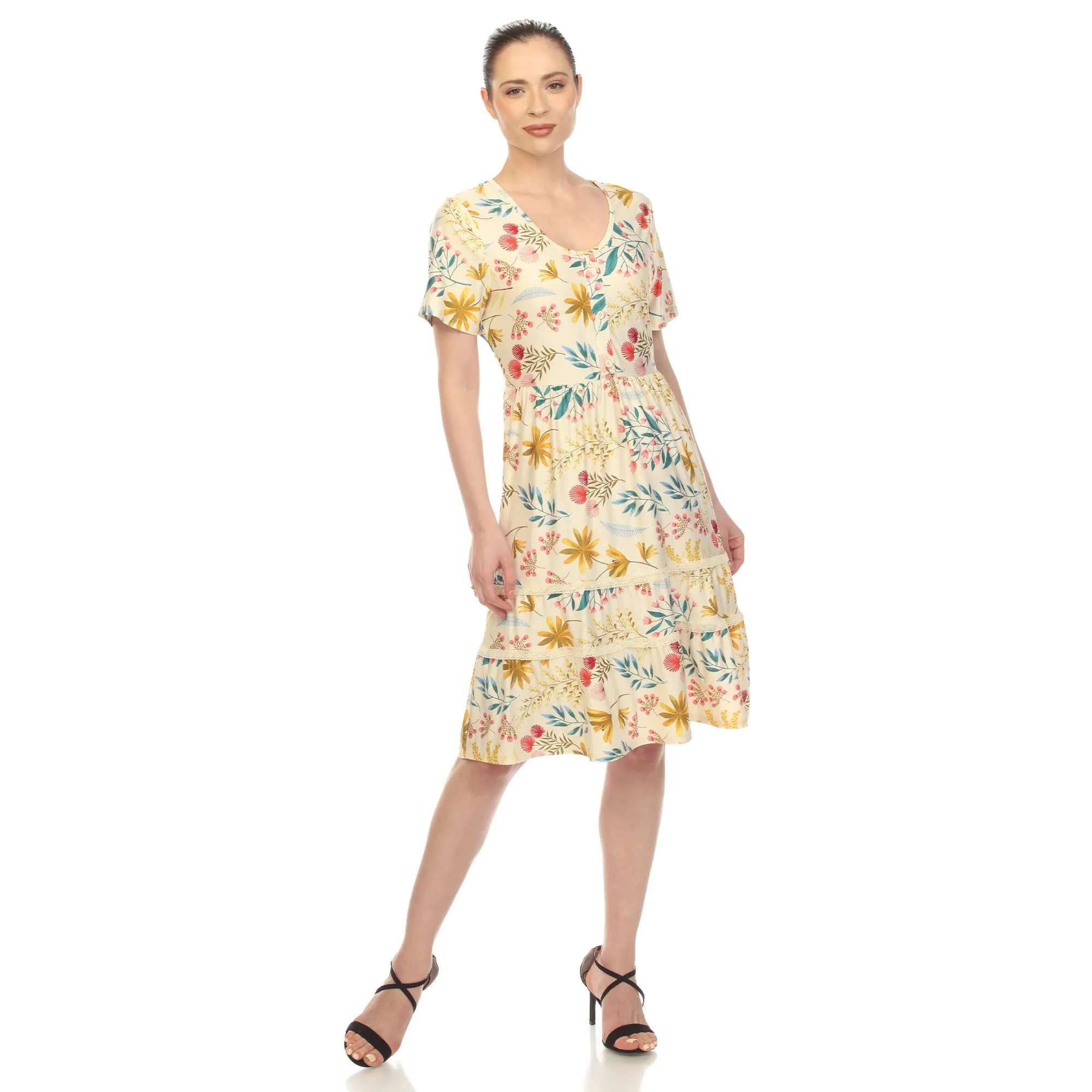Floral Short Sleeve Knee Length Dress sold by Dress Barn