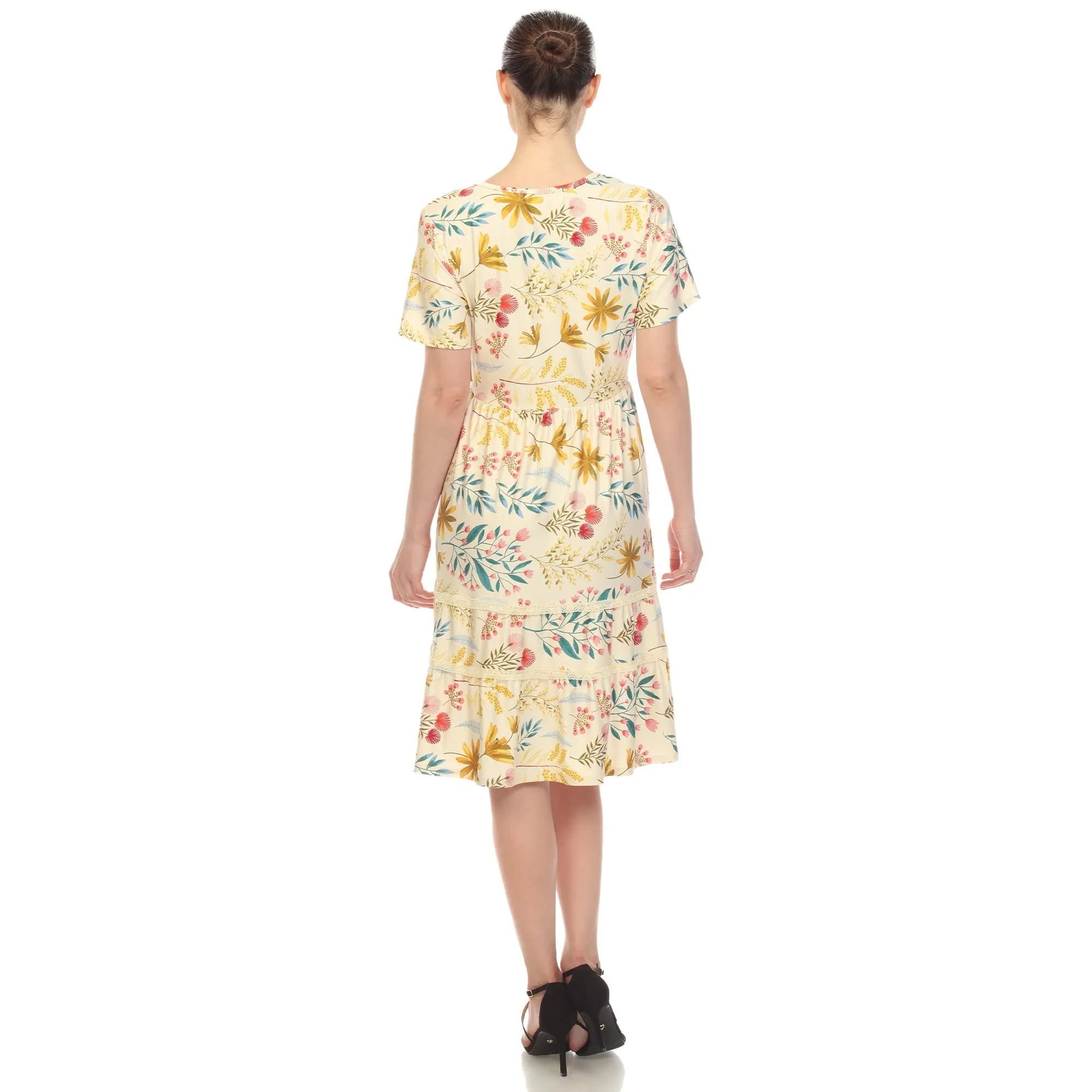 Floral Short Sleeve Knee Length Dress sold by Dress Barn product image thumbnail 3