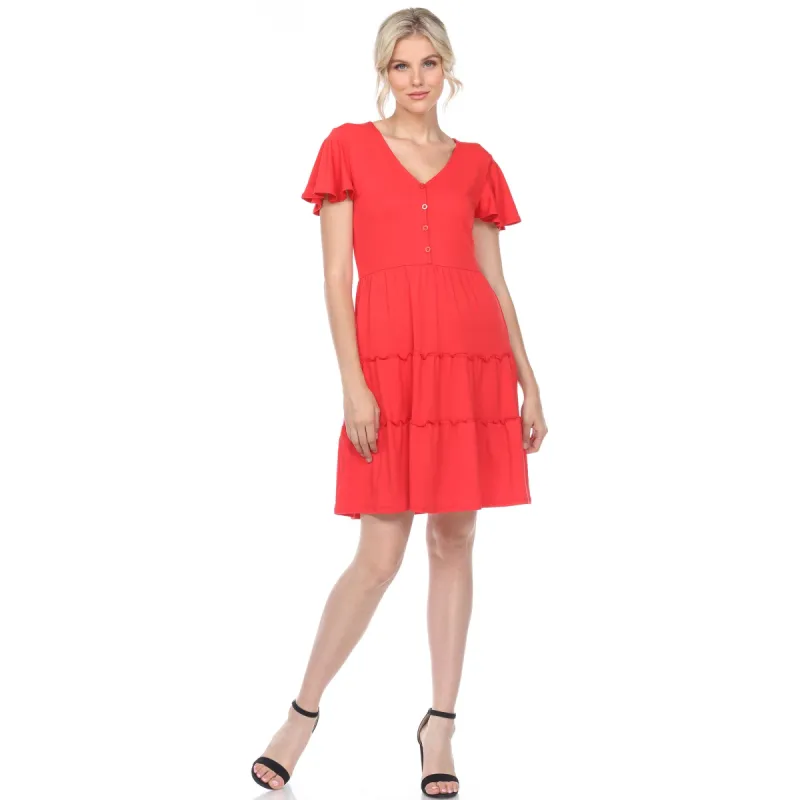 Short Sleeve V-neck Tiered Dress sold by Dress Barn
