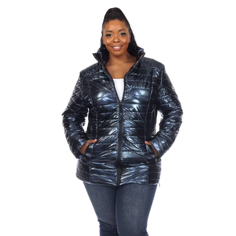 Metallic Puffer Coat - Plus sold by Dress Barn