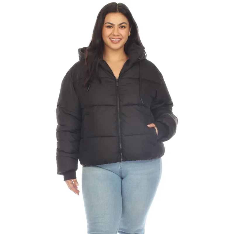 Full Front Zip Hooded Bomber Puffer Coat - Plus sold by Dress Barn