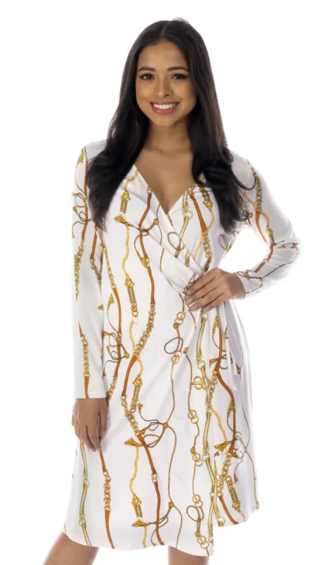 Inner Beauty Solid Surplice Front V-Neck Dress sold by Dress Barn