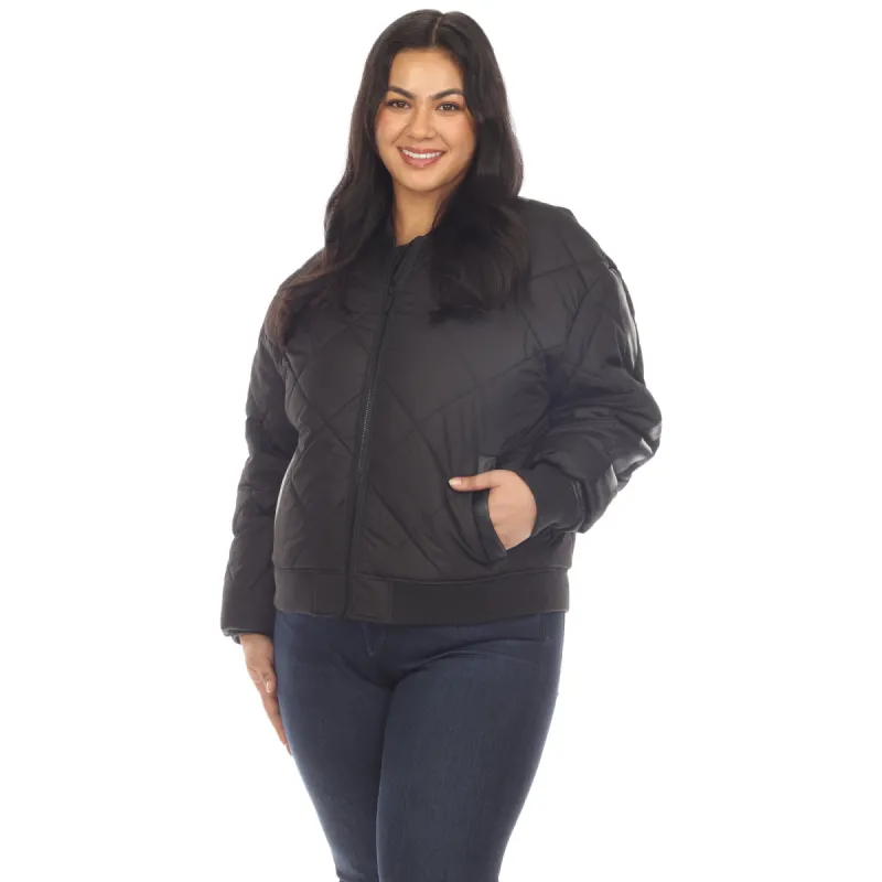 Lightweight Diamond Quilted Puffer Bomber Jacket - Plus sold by Dress Barn