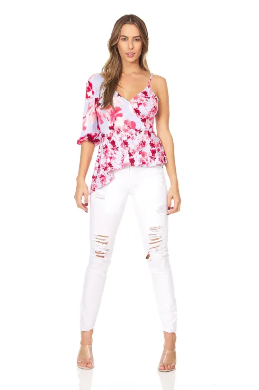 One Shoulder Floral Top sold by Dress Barn
