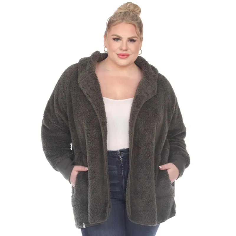 Plush Hooded Cardigan with Pockets - Plus made by Dress Barn