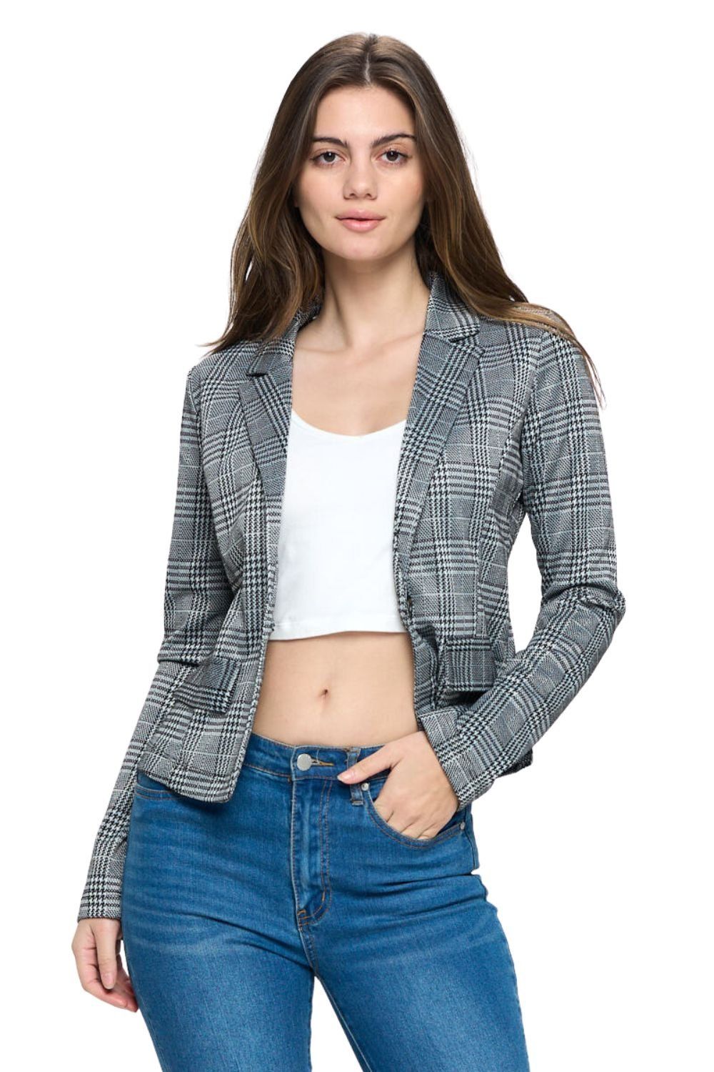 Plaid Long sleeve Blazer Jacket Top sold by Dress Barn product image thumbnail 2