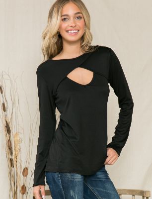 Cut-Out Long Sleeve Top - Plus sold by Dress Barn