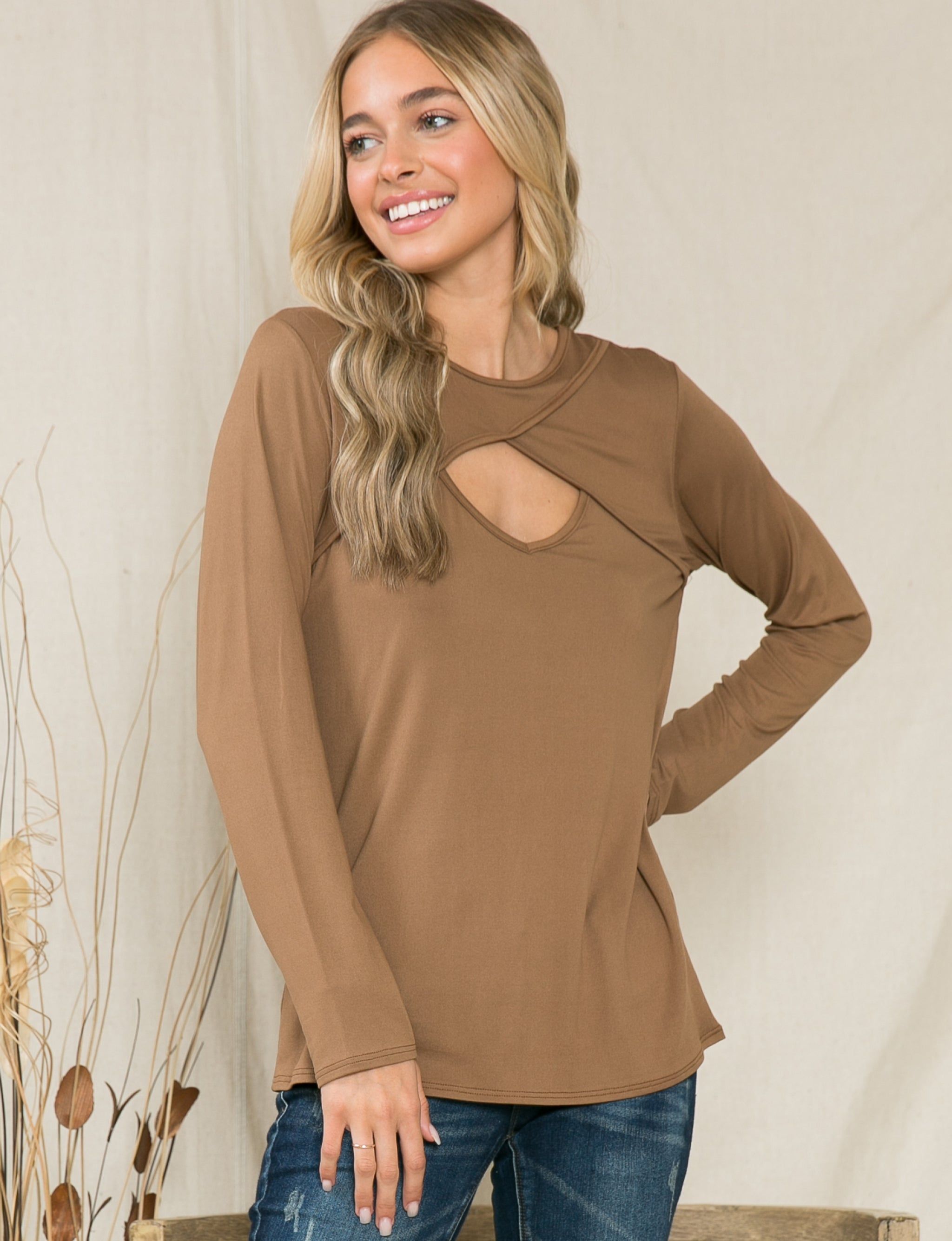 Cut-Out Long Sleeve Top - Plus sold by Dress Barn product image thumbnail 5